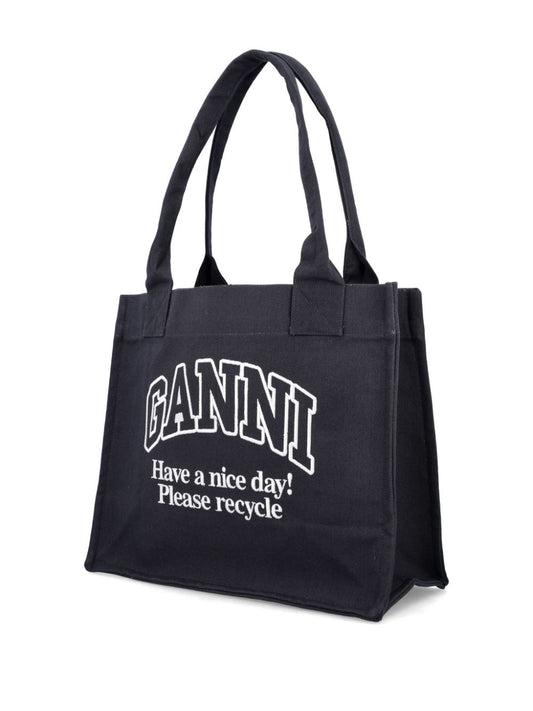 Ganni Large shopper bag with logo