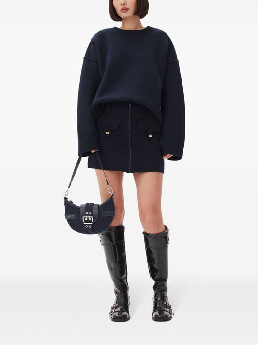 Ganni Buckle small denim cross-body bag