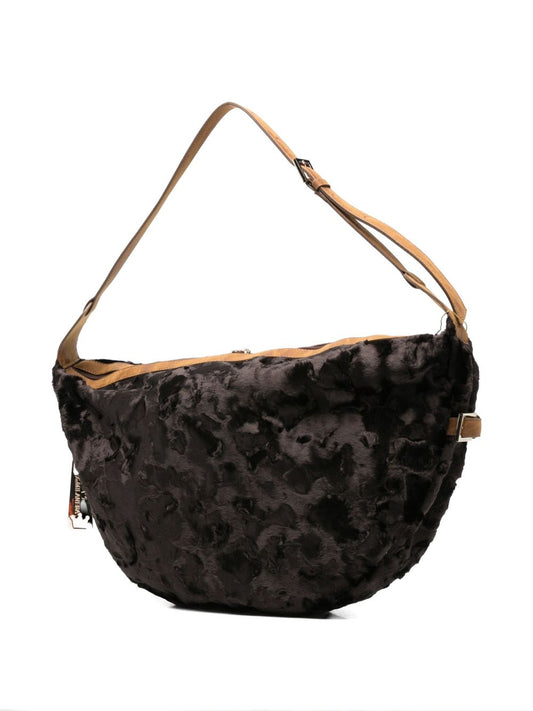 La Milanesa Fur-effect half-moon shoulder bag