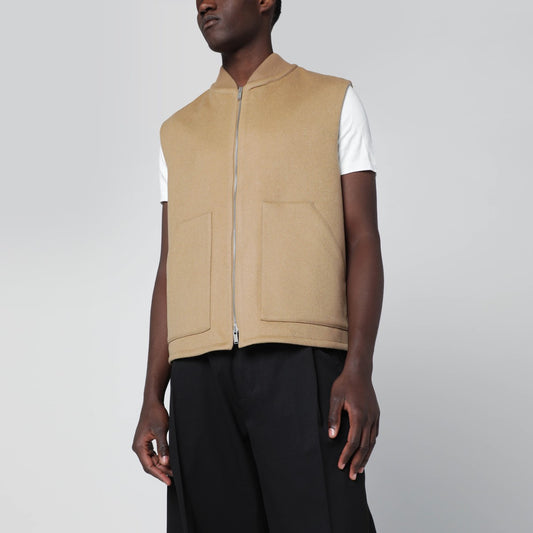 Lardini Beige wool zip gilet