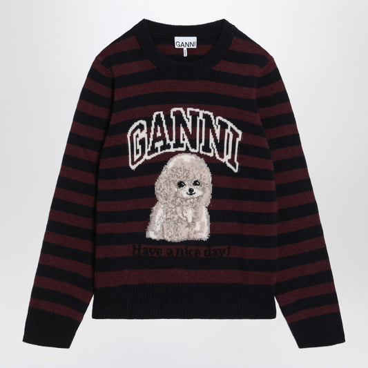 GANNI Striped sweater with poodle