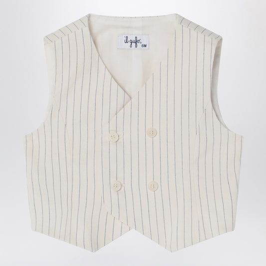 Il Gufo Double-breasted vest in pinstriped cotton