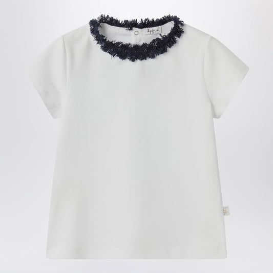 Il Gufo White T-shirt with frayed neckline