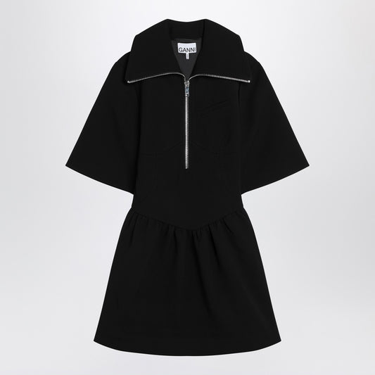GANNI Black mini dress in crêpe