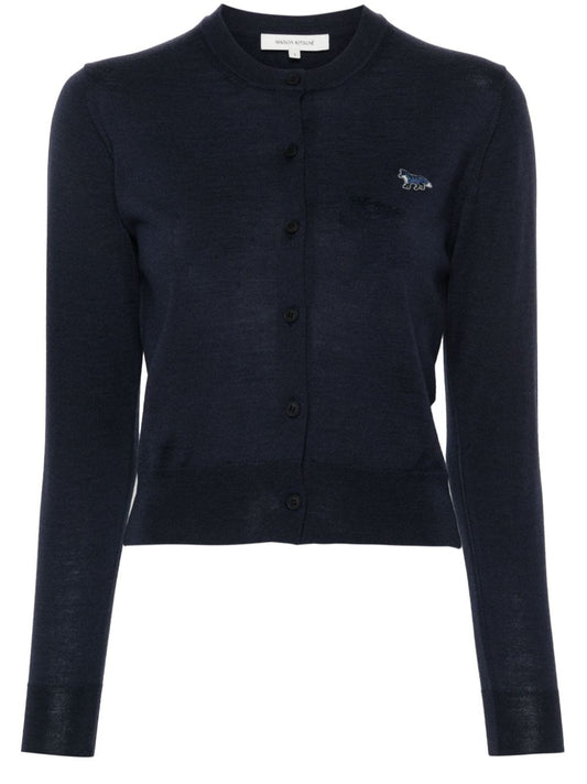 Maison Kitsuné Maison Kitsune logo-embroidered Wool Cardigan