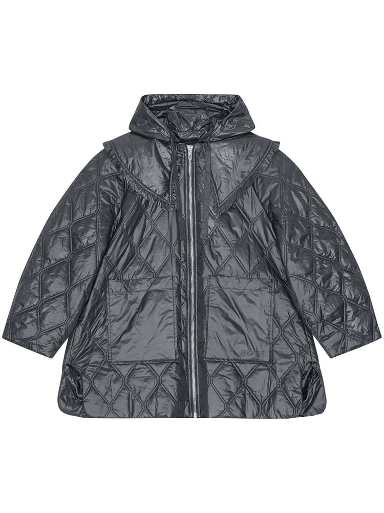 Ganni Shiny Quilt Midi Jacket