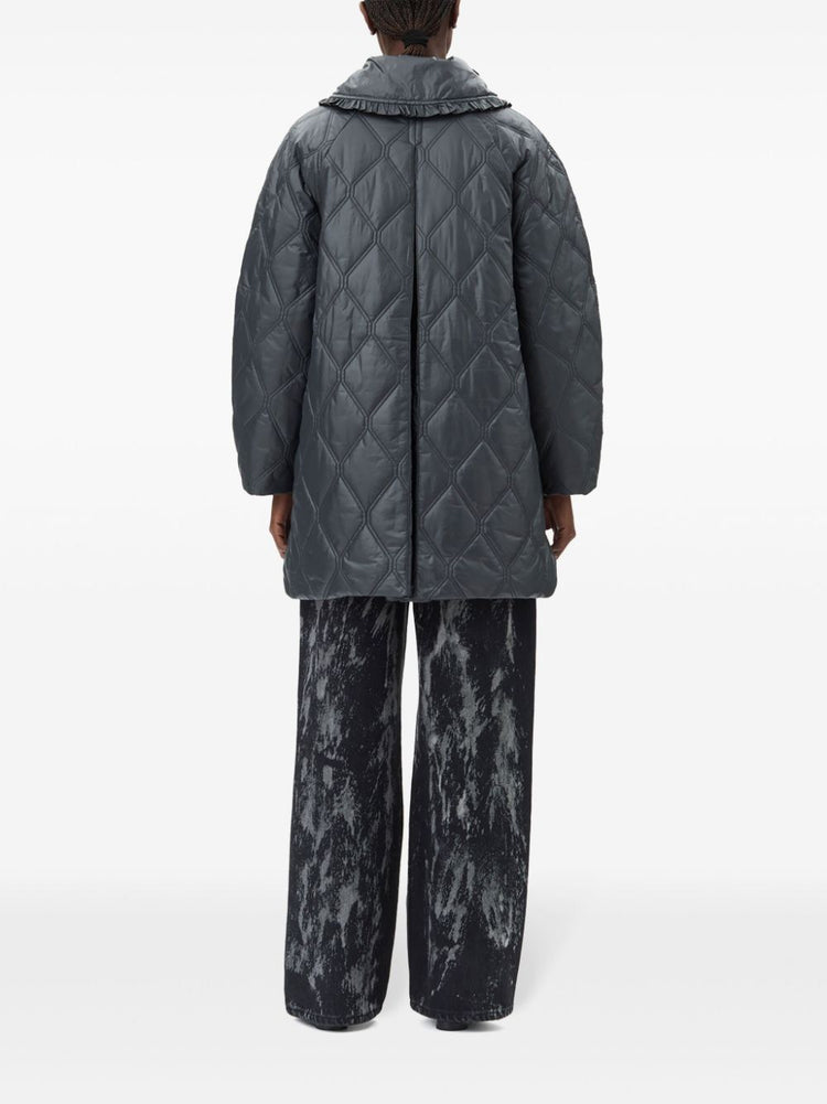 Ganni Shiny Quilt Midi Jacket