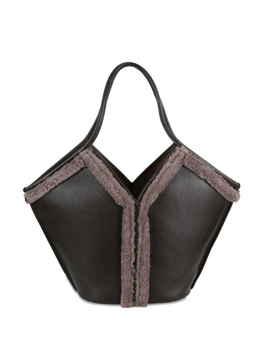 Hereu Shearling-trimmed tote bag