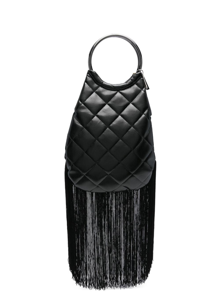 La Milanesa Quilted fringed-bottom clutch