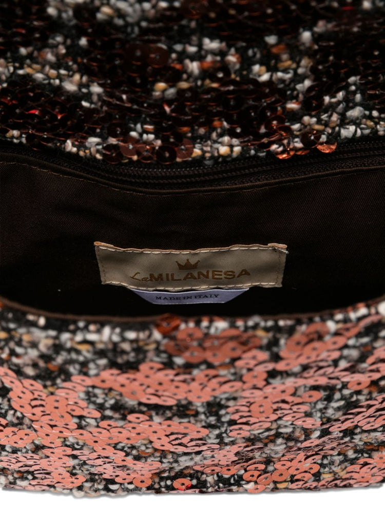 La Milanesa Sequin-embellished buckle shoulder bag