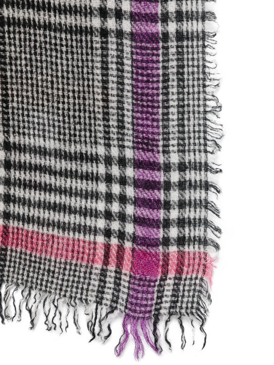 Faliero Sarti Plaid-pattern frayed-edge scarf