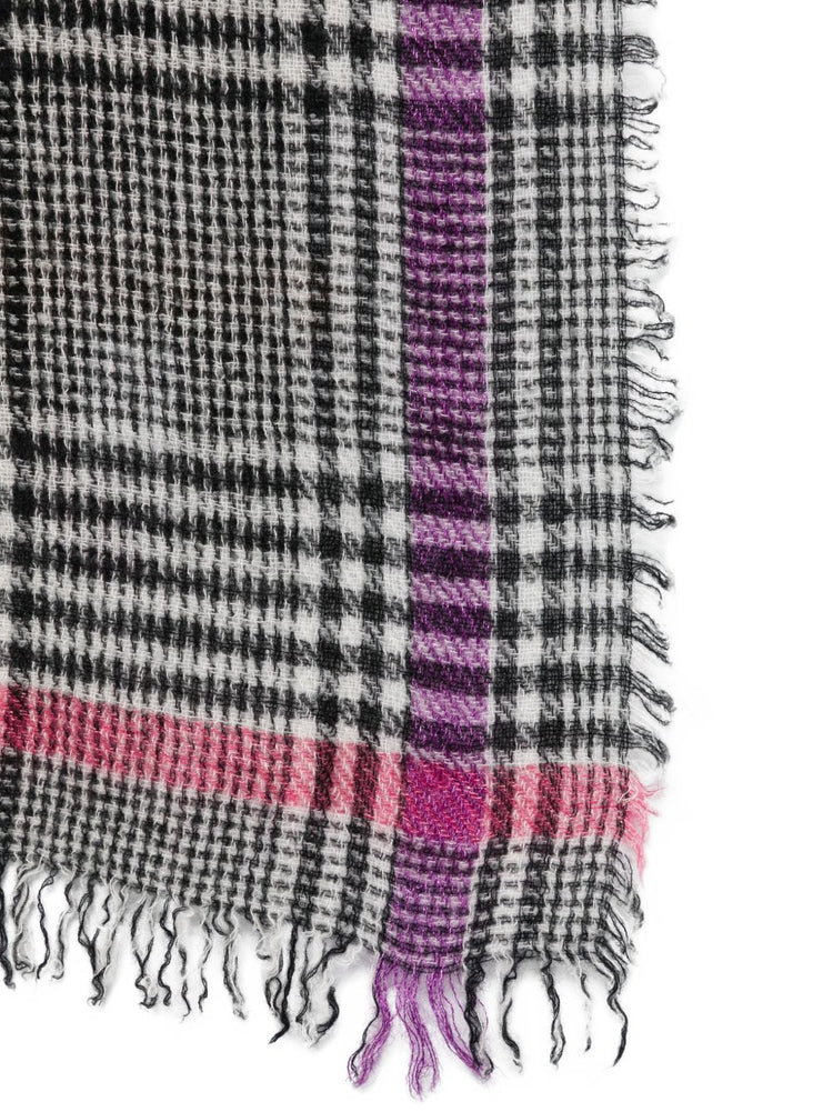 Faliero Sarti Plaid-pattern frayed-edge scarf