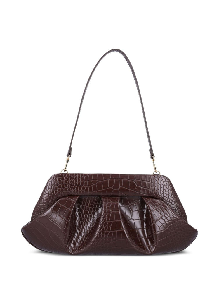 Themoire' Emera croco-embossed pleated clutch