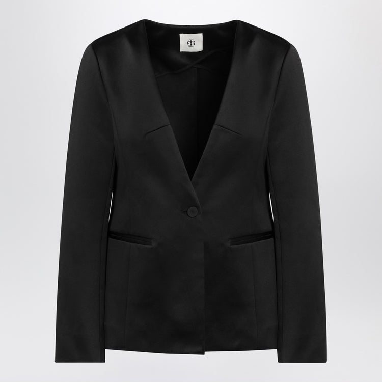 the garment Black single breasted cotton blend jacket