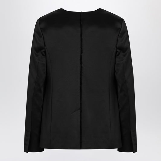 the garment Black single breasted cotton blend jacket