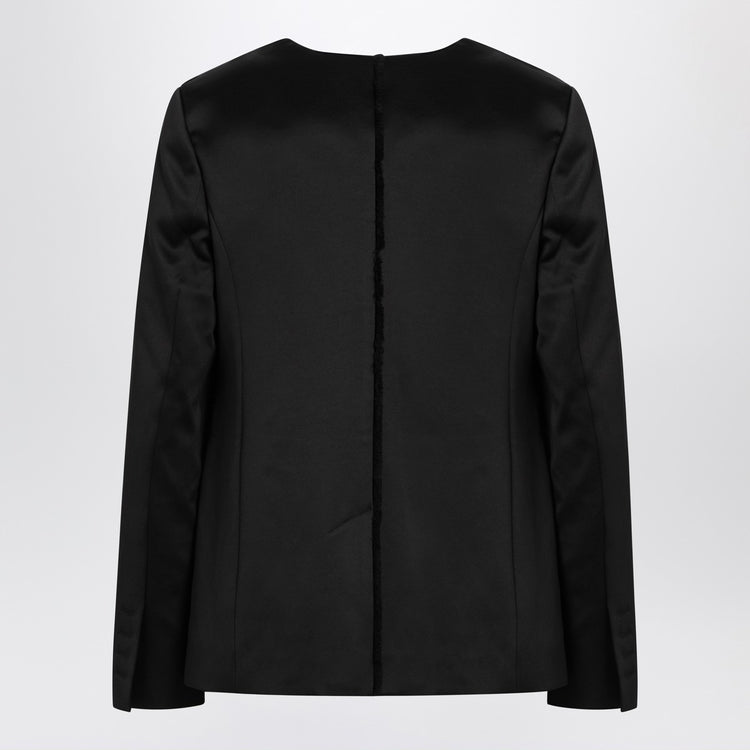 the garment Black single breasted cotton blend jacket