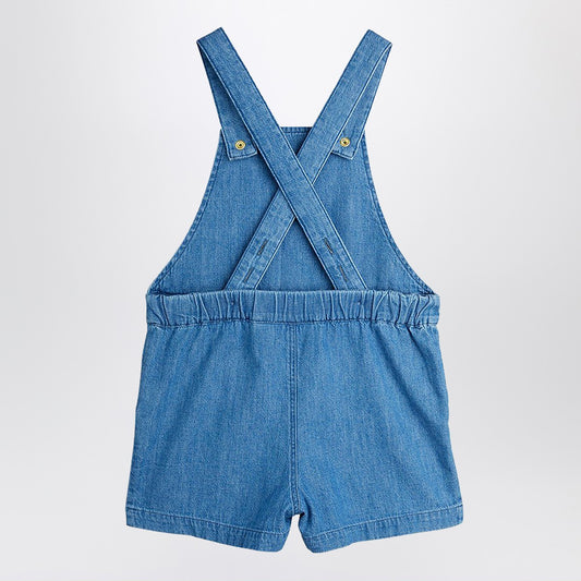 Mini Rodini Light blue denim overall with musical notes