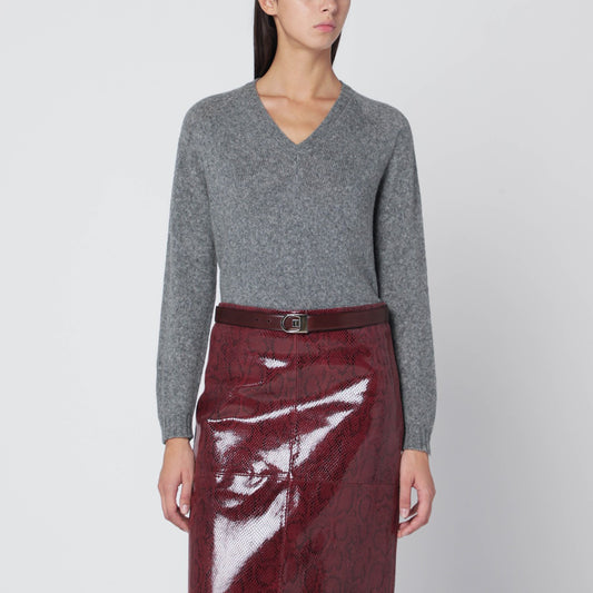 Roberto Collina Gray wool V-neck sweater