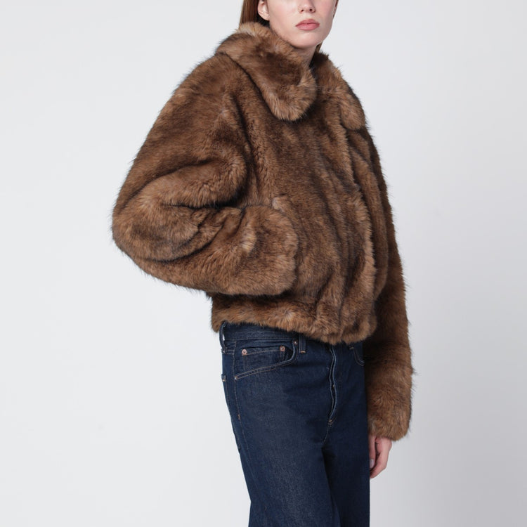 STAND STUDIO Brown faux-fur bomber