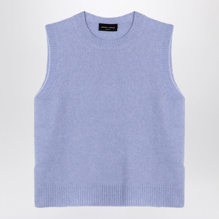 Roberto Collina Light blue cashmere blend waistcoat