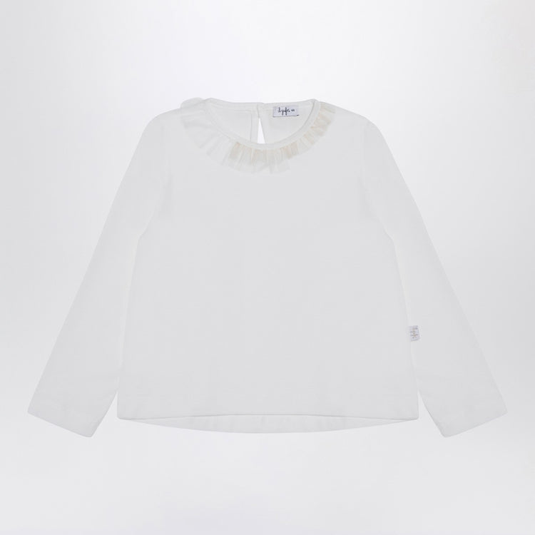 Il Gufo White jersey with ruffle collar