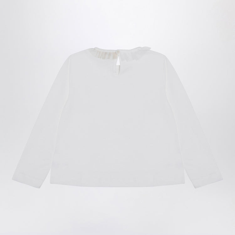 Il Gufo White jersey with ruffle collar