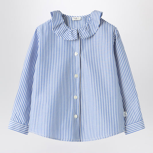 Il Gufo Blue and white striped cotton shirt