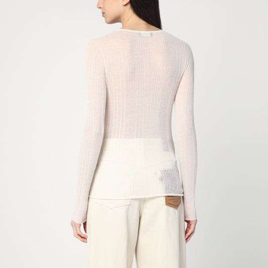 Roberto Collina Semi-transparent sweater in natural colour