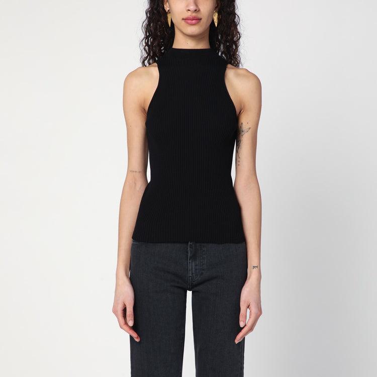 Roberto Collina Black ribbed tank top