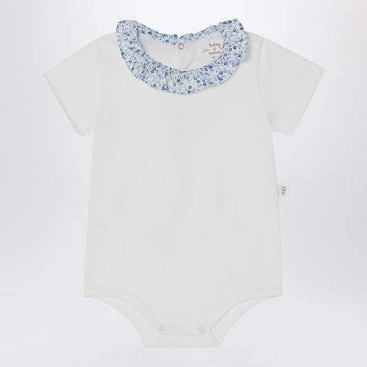 Teddy & Minou White romper with Liberty fabric collar