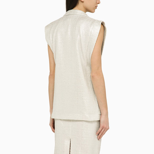 Federica Tosi Silver double-breasted cotton-blend waistcoat
