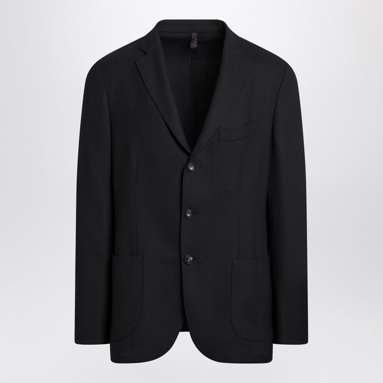 Santaniello Blue wool blend single-breasted jacket