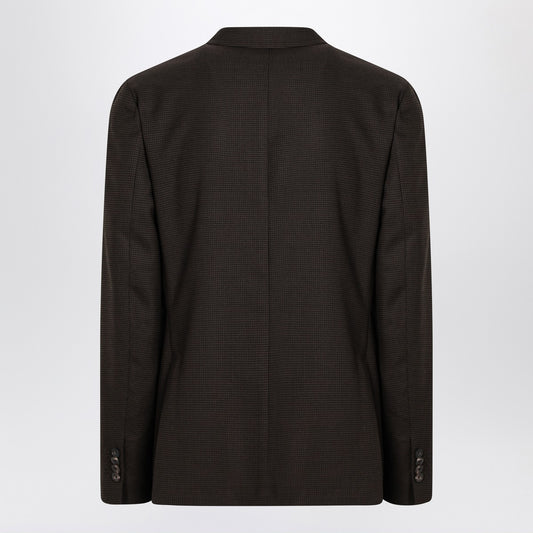 Santaniello Brown checked double breasted jacket