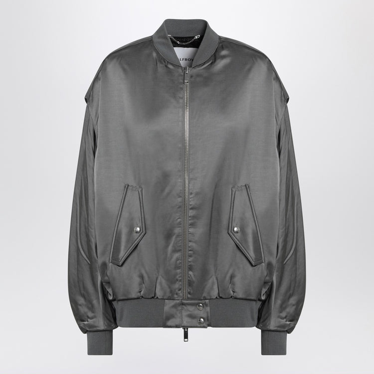 HALFBOY Grey zipped over bomber jacket