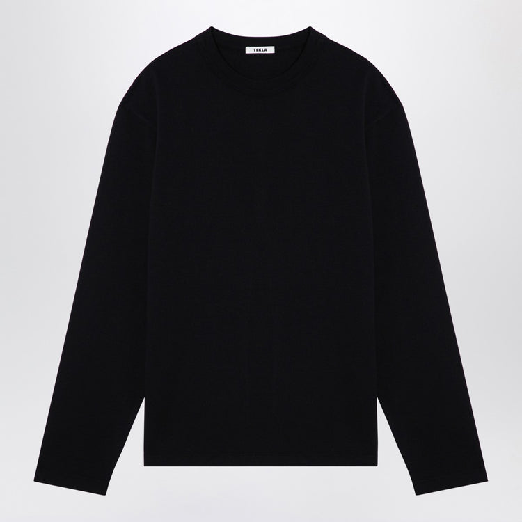 Tekla Black pyjama crew-neck sweater