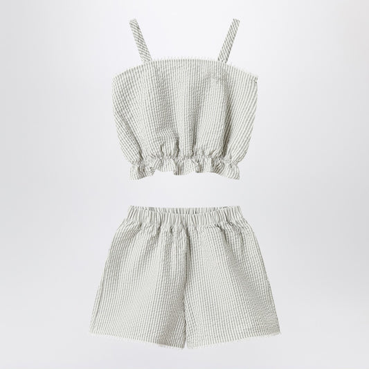 Il Gufo Granite-coloured set in striped seersucker