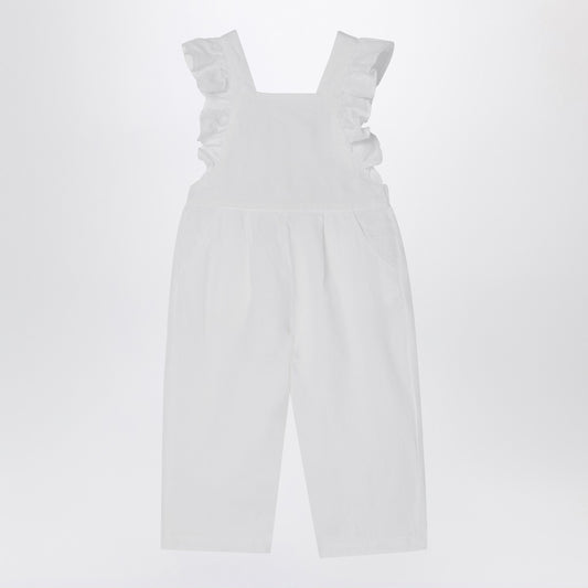 Il Gufo White linen overall with ruffles