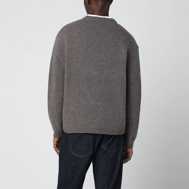 Maison Kitsuné Grey mélange sweater with Dressed Fox intarsia