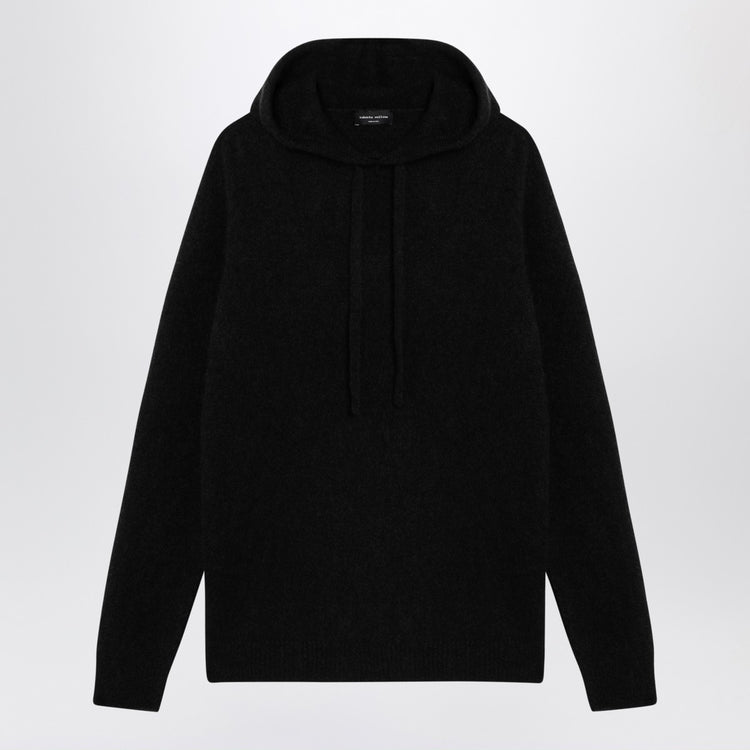 Roberto Collina Black cashmere hooded sweatshirt