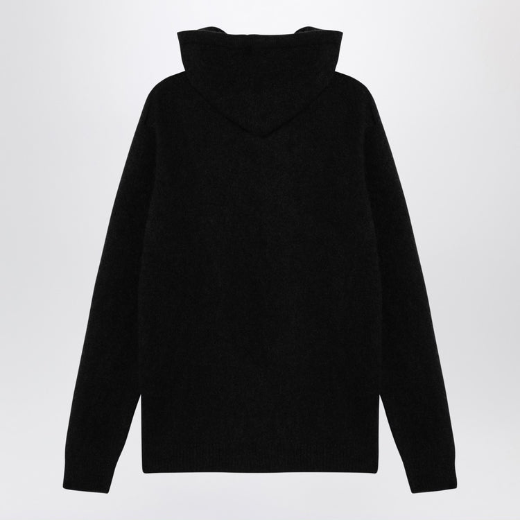 Roberto Collina Black cashmere hooded sweatshirt