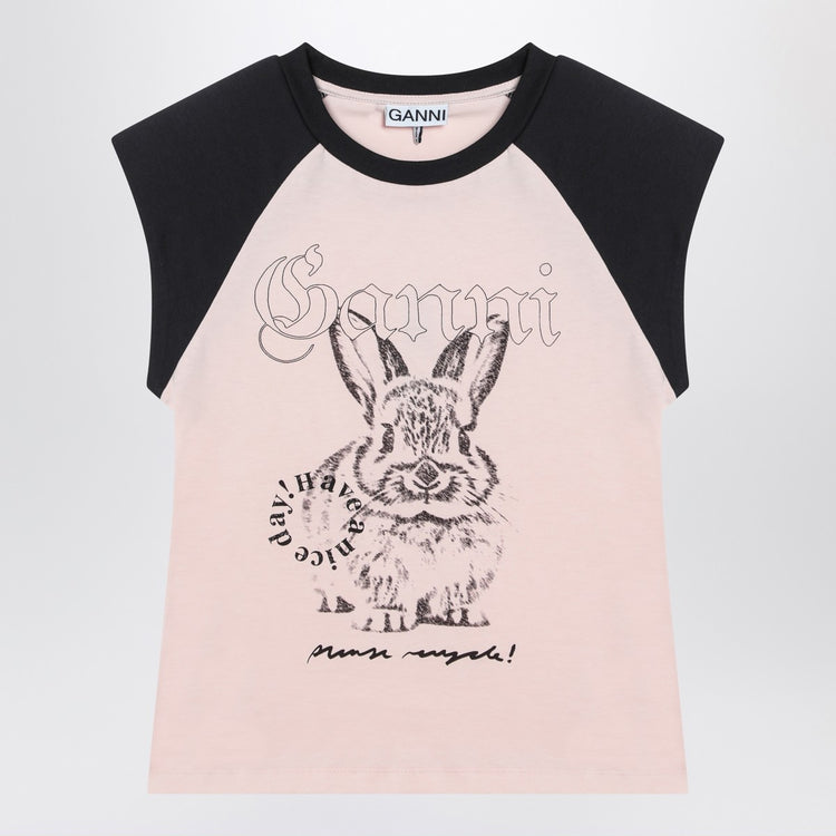 GANNI Pink T-shirt with logo print