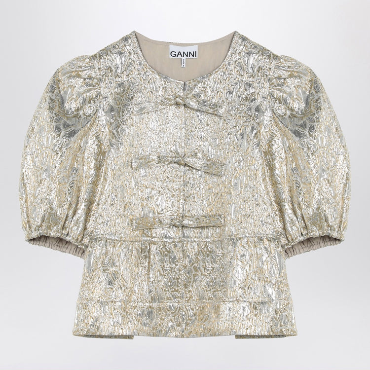 GANNI Gold/silver blouse with bows